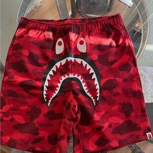 Bape Red Camo Shark Shorts